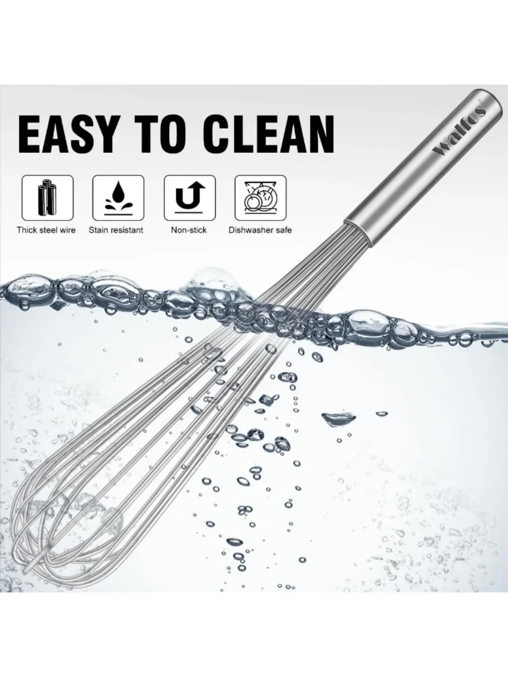 Large Stainless Steel Whisk Set of 2 - Heavy Duty for Beating Eggs & Mixing